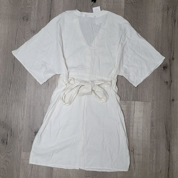 Velvet Heart NWT Calle white button linen blend dress size medium wedding beach - Picture 4 of 9
